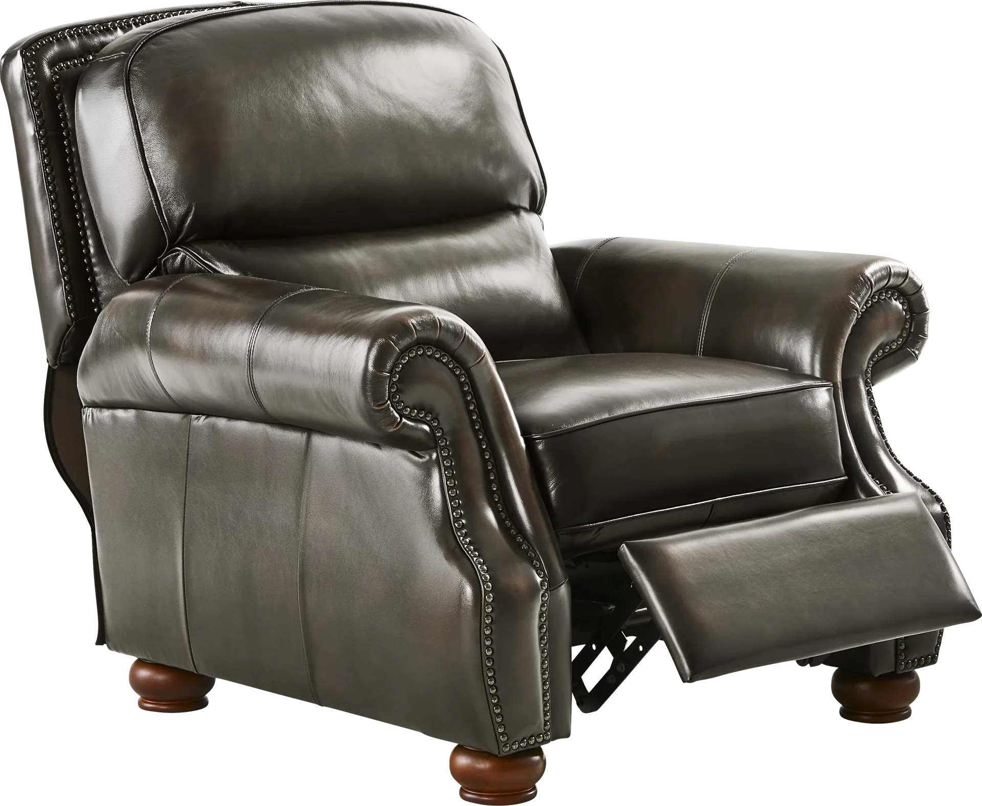 Trevaro Gray Leather Push Back Recliner - Image 2