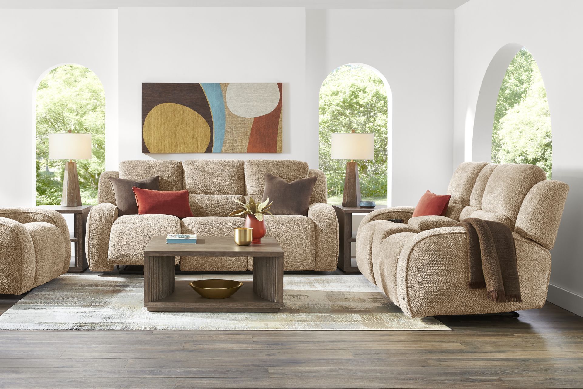 Crestwood Tan Reclining Loveseat - Image 2