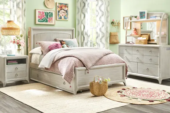 Kids Vivien Wirebrush Gray Full Cubby Bedroom