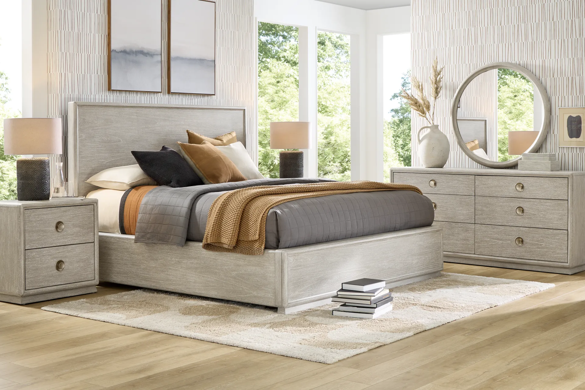 Santa Clarita Light Gray 3 Pc Queen Panel Bed - Image 1