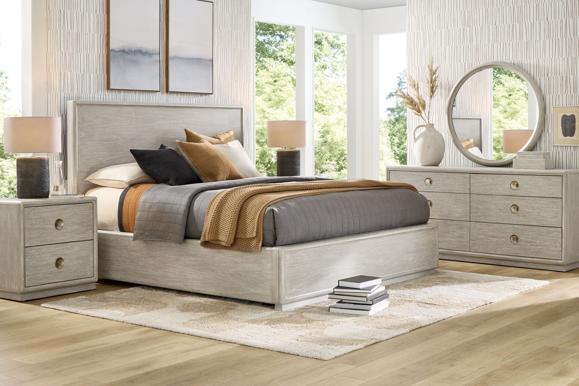 Santa Clarita Light Gray 3 Pc Queen Panel Bed - Image 2