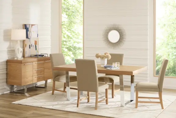 San Francisco Natural 5 Pc Dining Room with Brown Upholstered Chairs