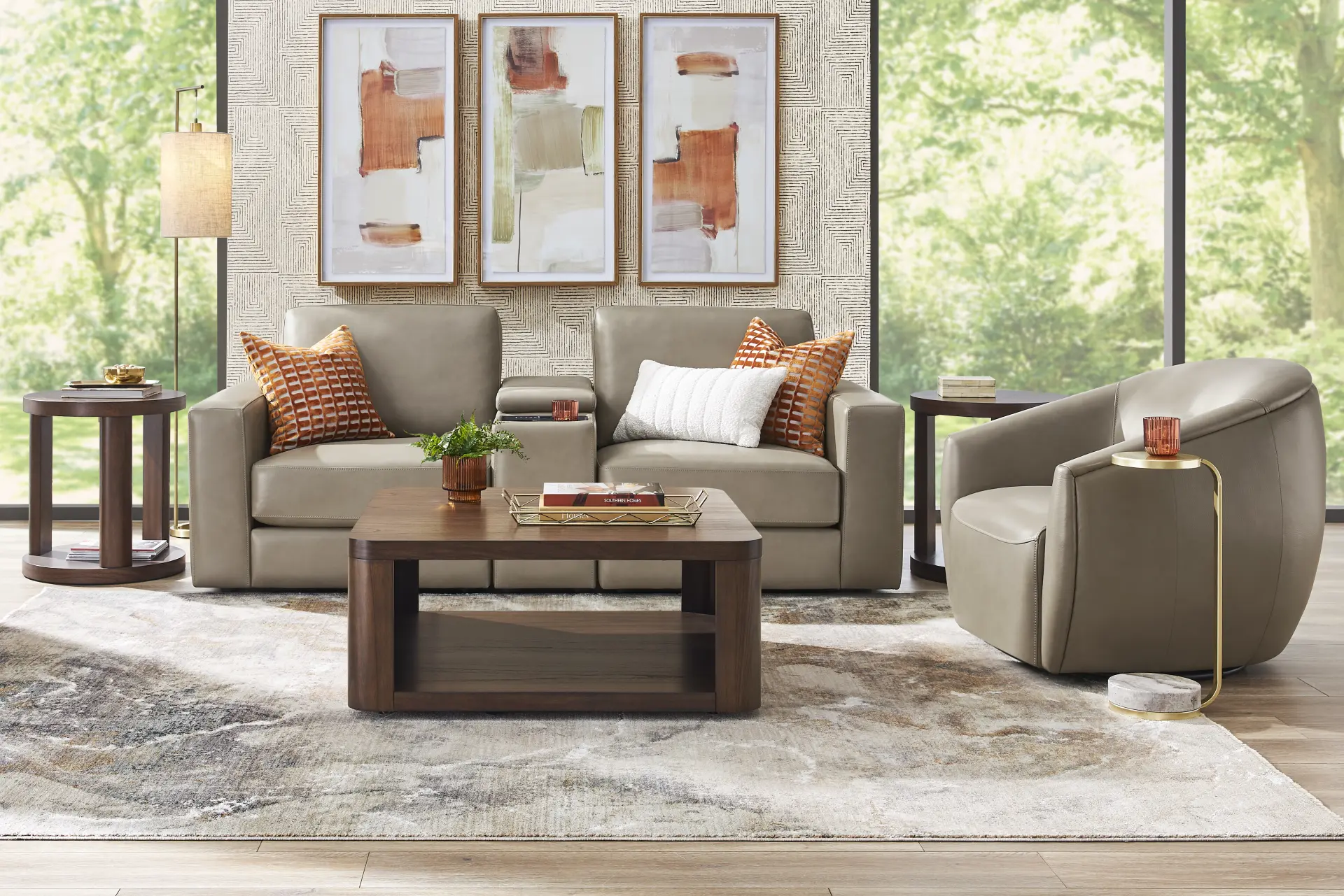 Cobblestone Leather 3 Pc Venice Modular with Audio