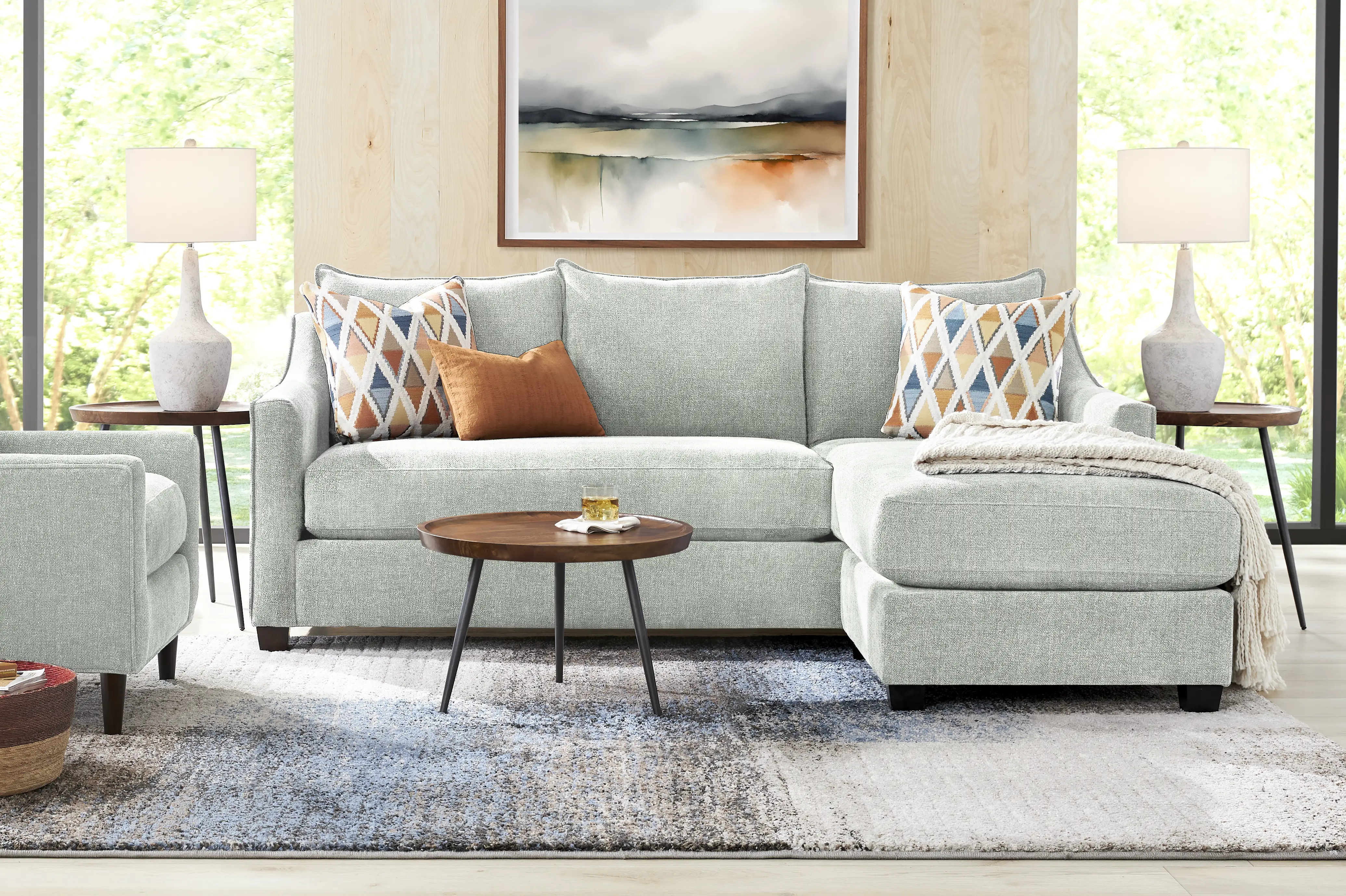 Soho Place Sage 6 Pc Living Room with Sleeper Chaise Sofa - Thumbnail - Image 1