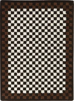 Kids Sunday Brown Checkered 5'3 x 7' Rug