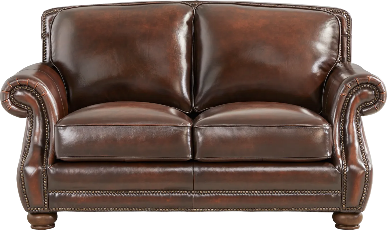 Trevaro Brown Leather Loveseat