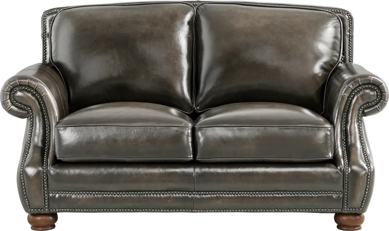 Trevaro Gray Leather Loveseat
