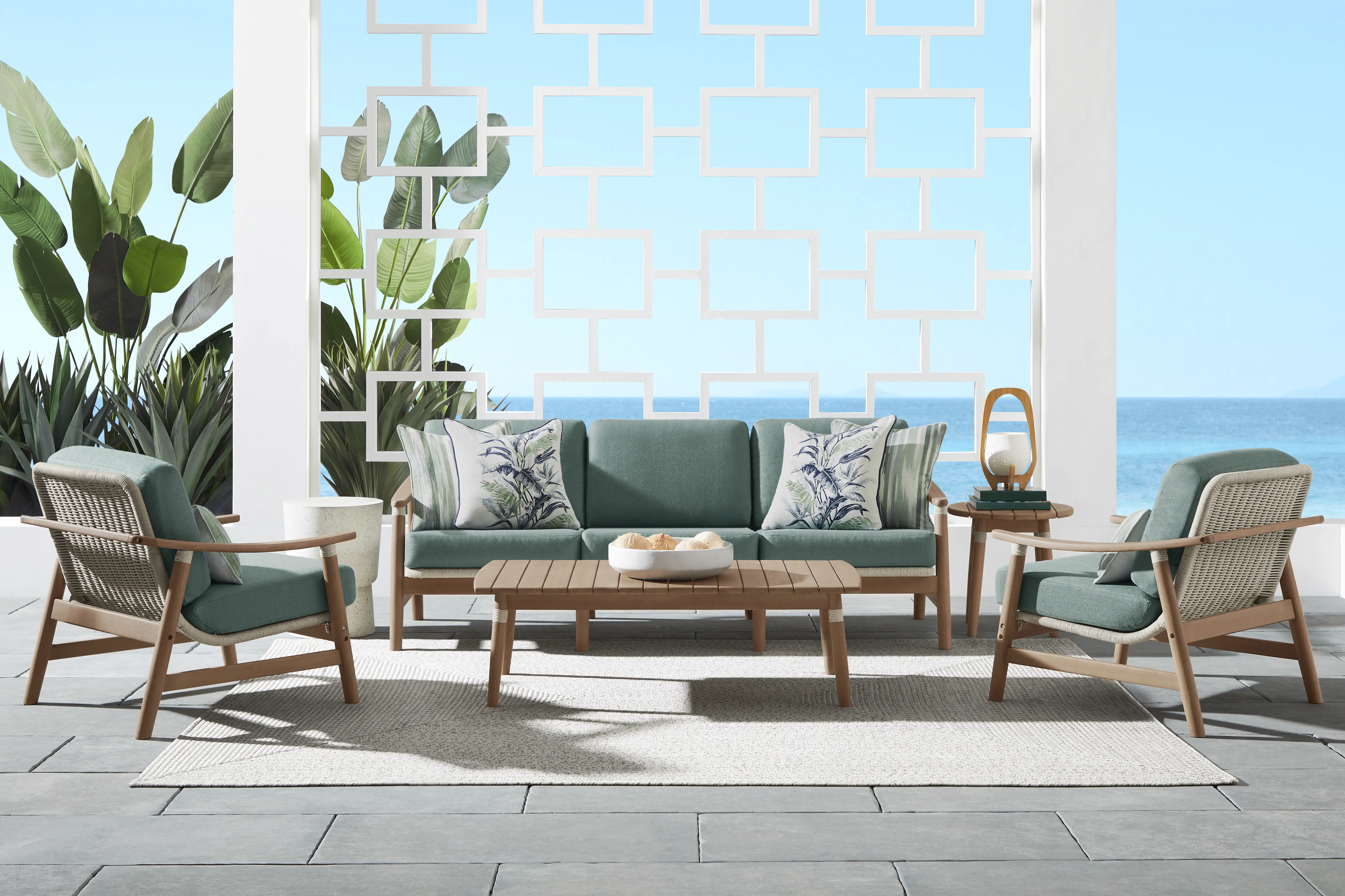Raphina Gray Outdoor Sofa with Jungle Cushions - Thumbnail - Image 2