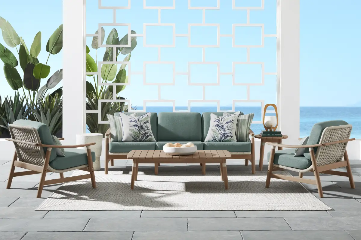 Raphina Gray 4 Pc Outdoor Seating Set with Jungle Cushions