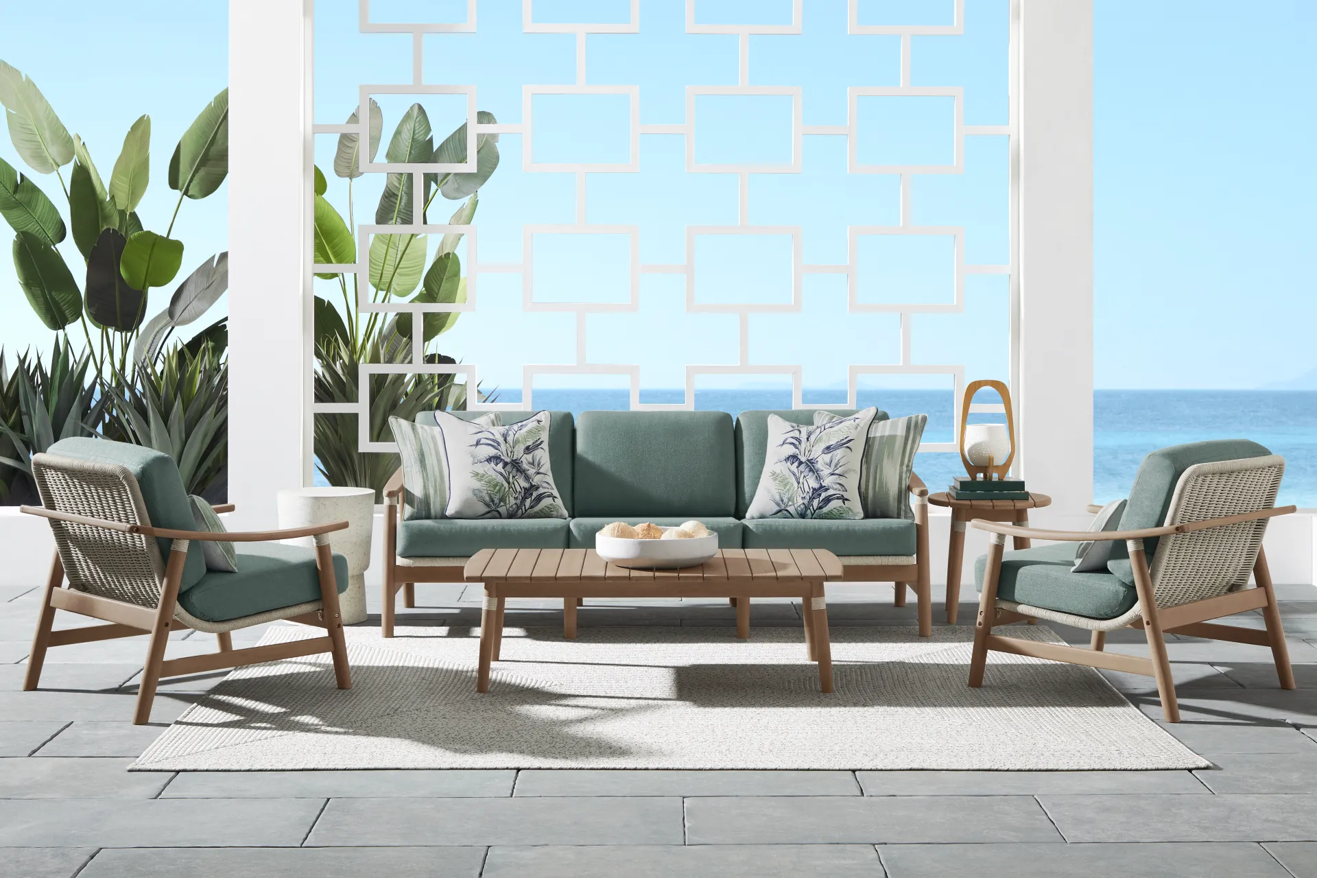 Raphina Gray Outdoor Sofa with Jungle Cushions - Image 2