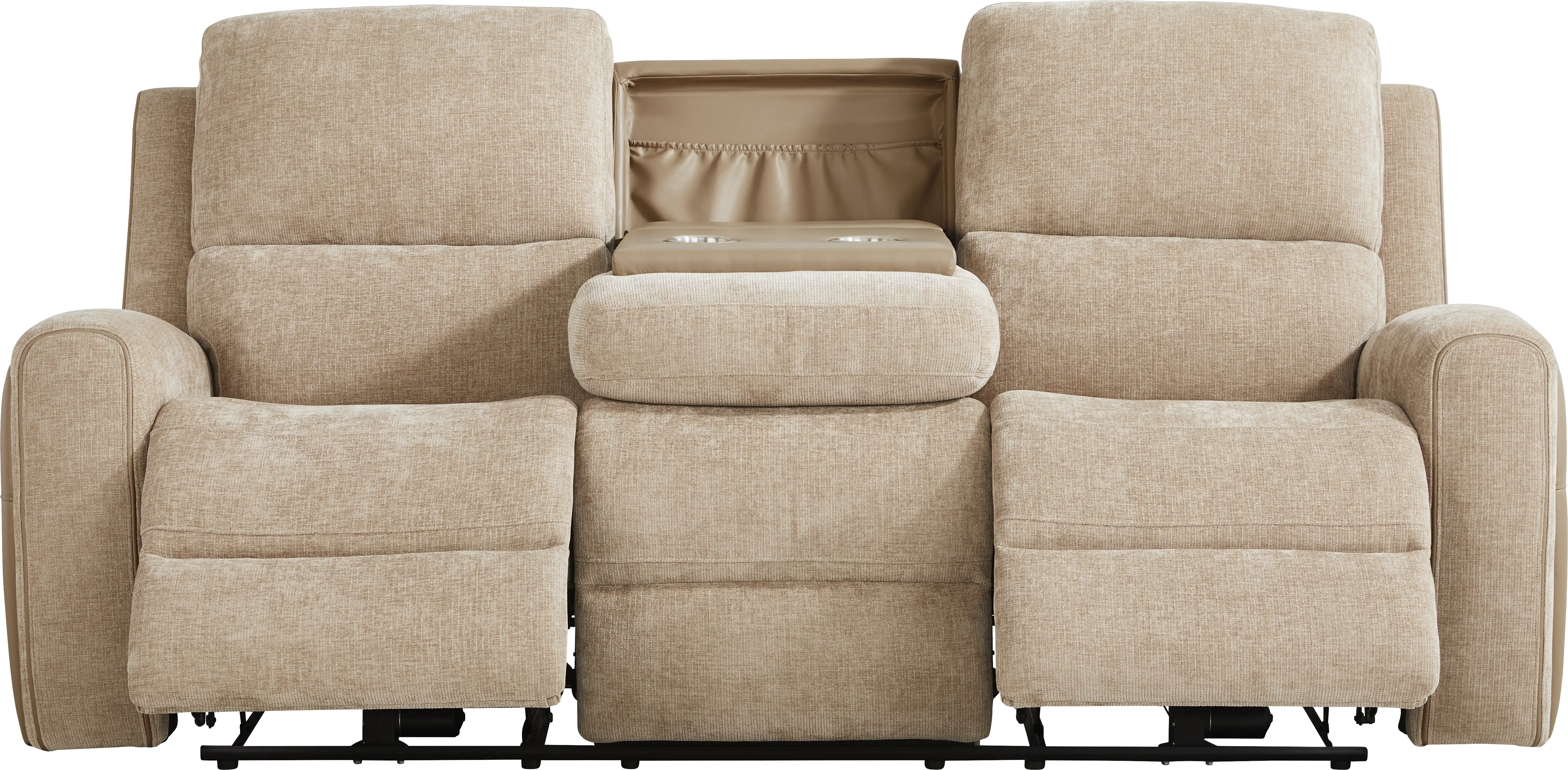 Harrison Beige Dual Power Reclining Sofa - Thumbnail - Image 1