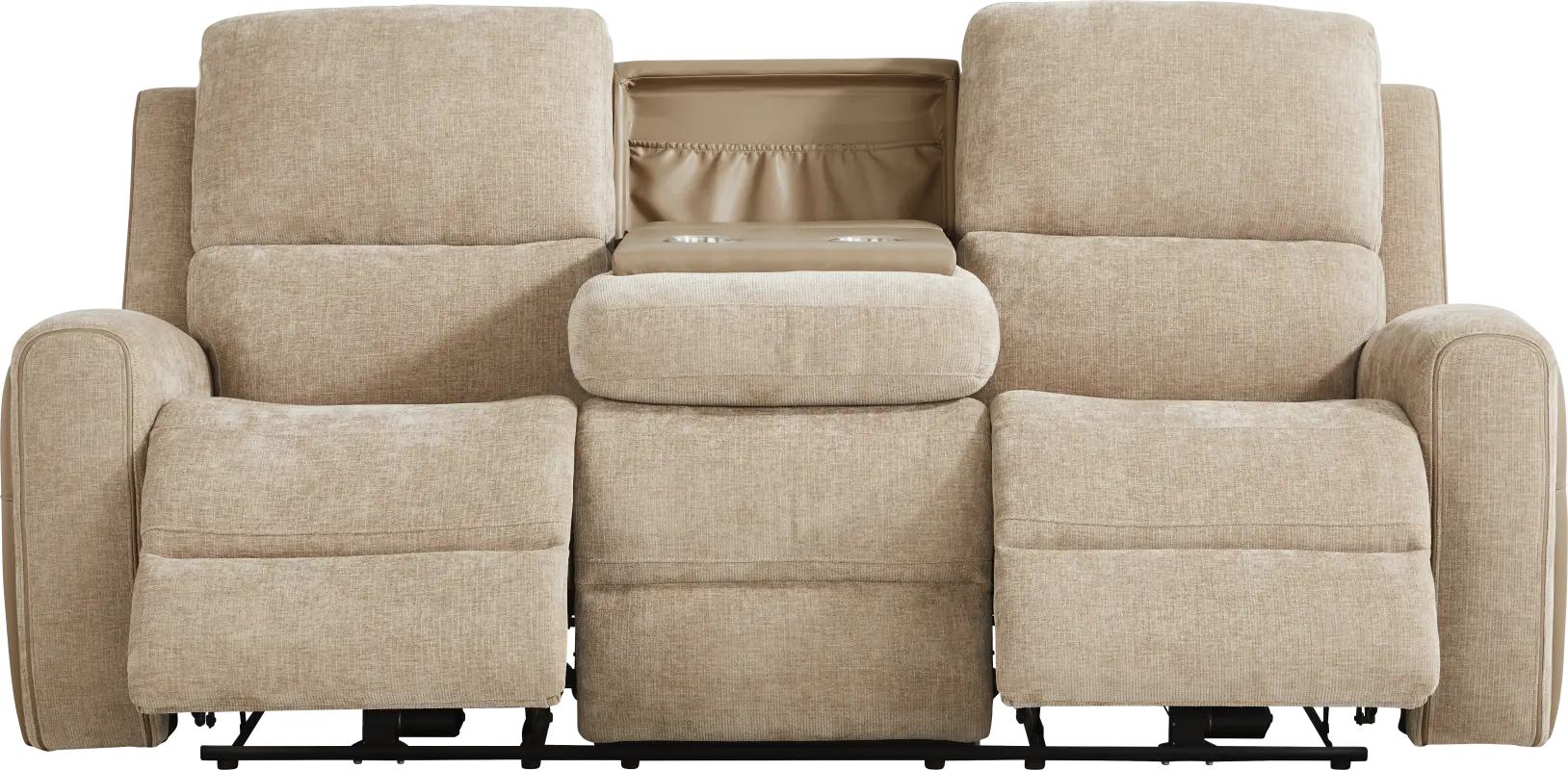 Harrison Beige Dual Power Reclining Sofa
