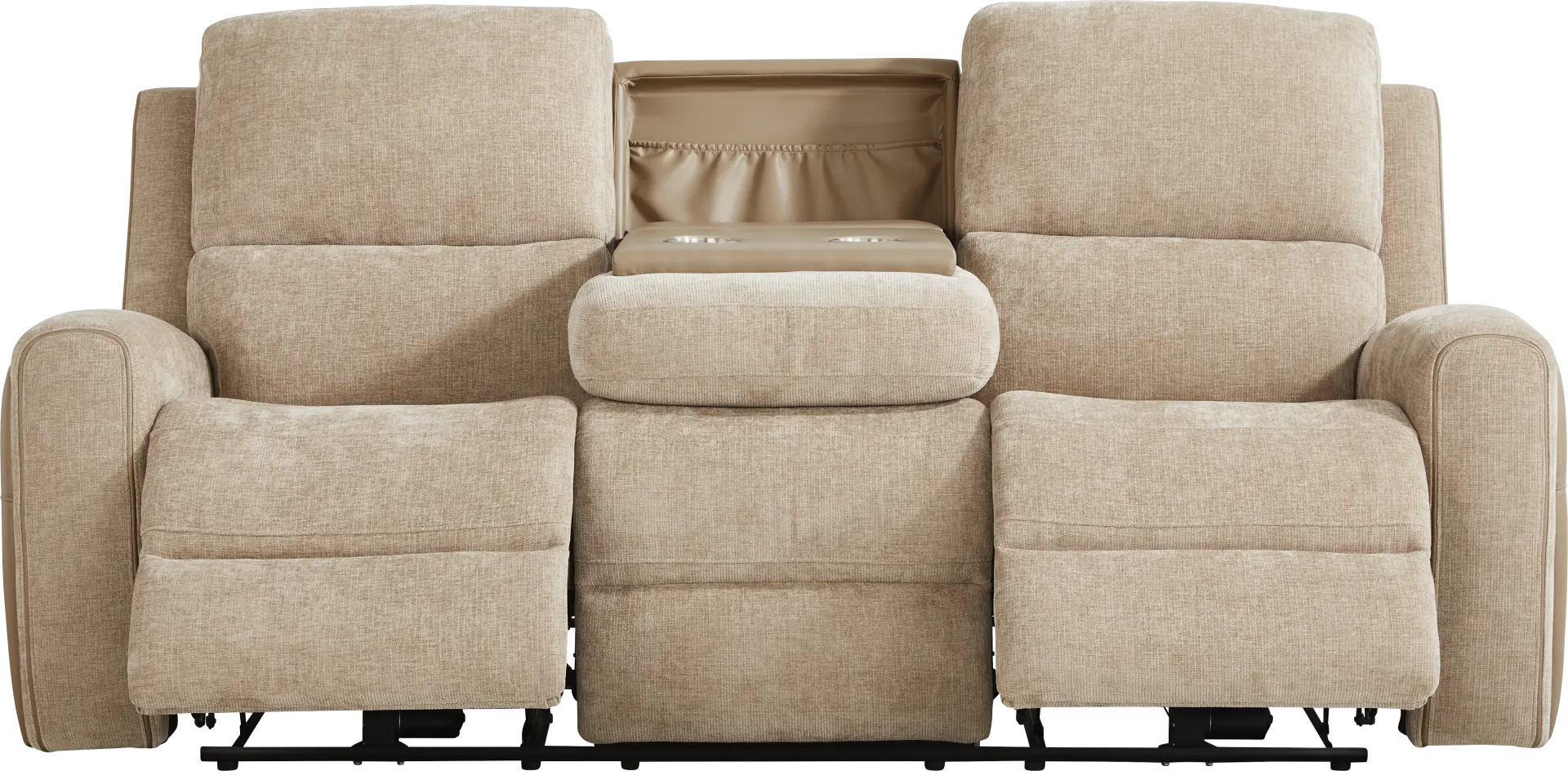 Harrison Beige Dual Power Reclining Sofa