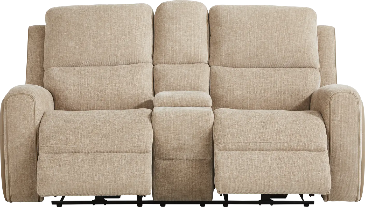 Harrison Beige Dual Power Reclining Loveseat