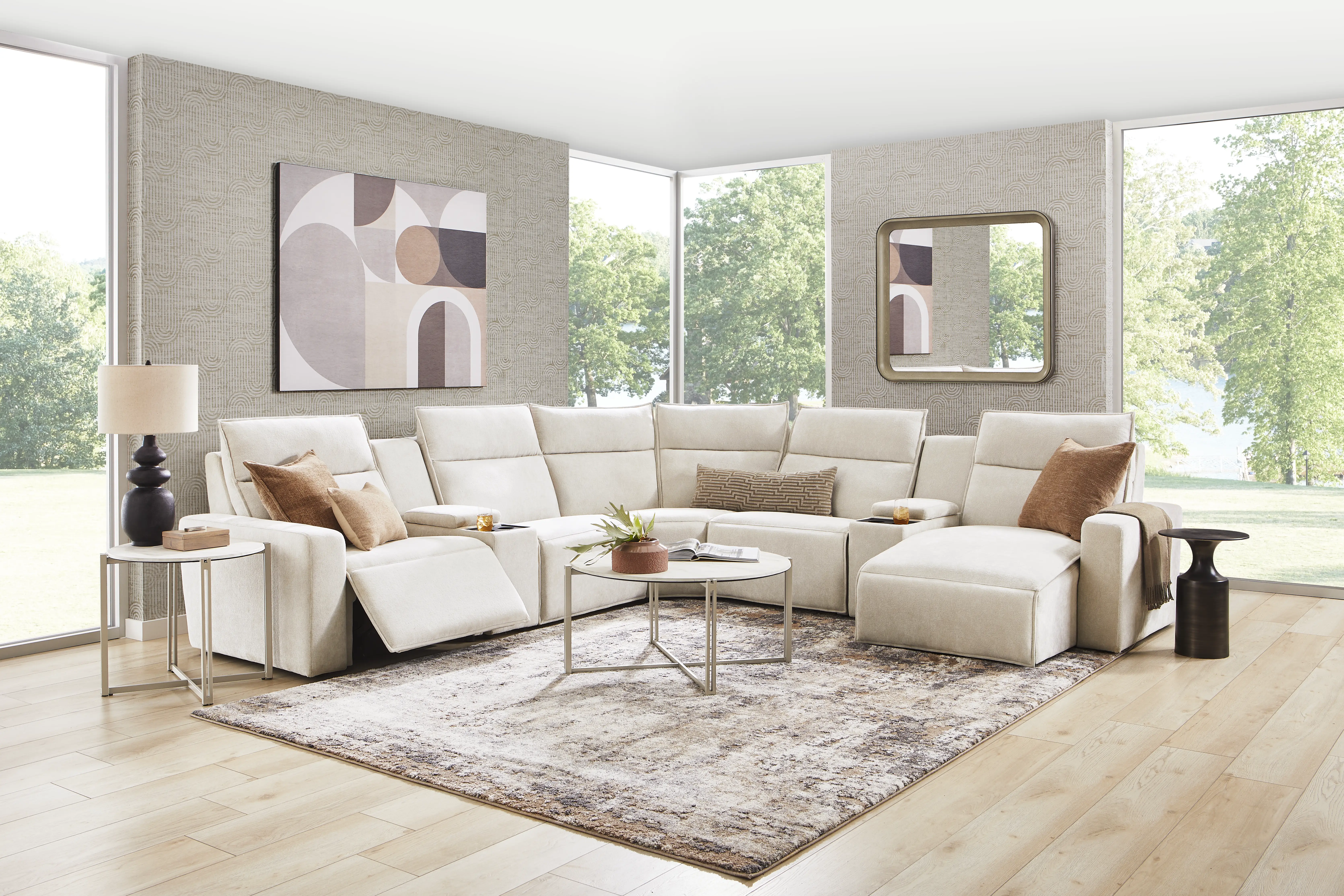 Silver 7 Pc Dual Power Reclining ModularTwo with Media Consoles - Thumbnail - Image 1