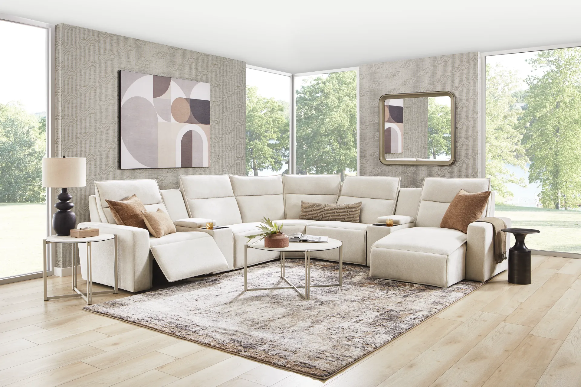 Silver 7 Pc Dual Power Reclining ModularTwo with Media Consoles - Image 1