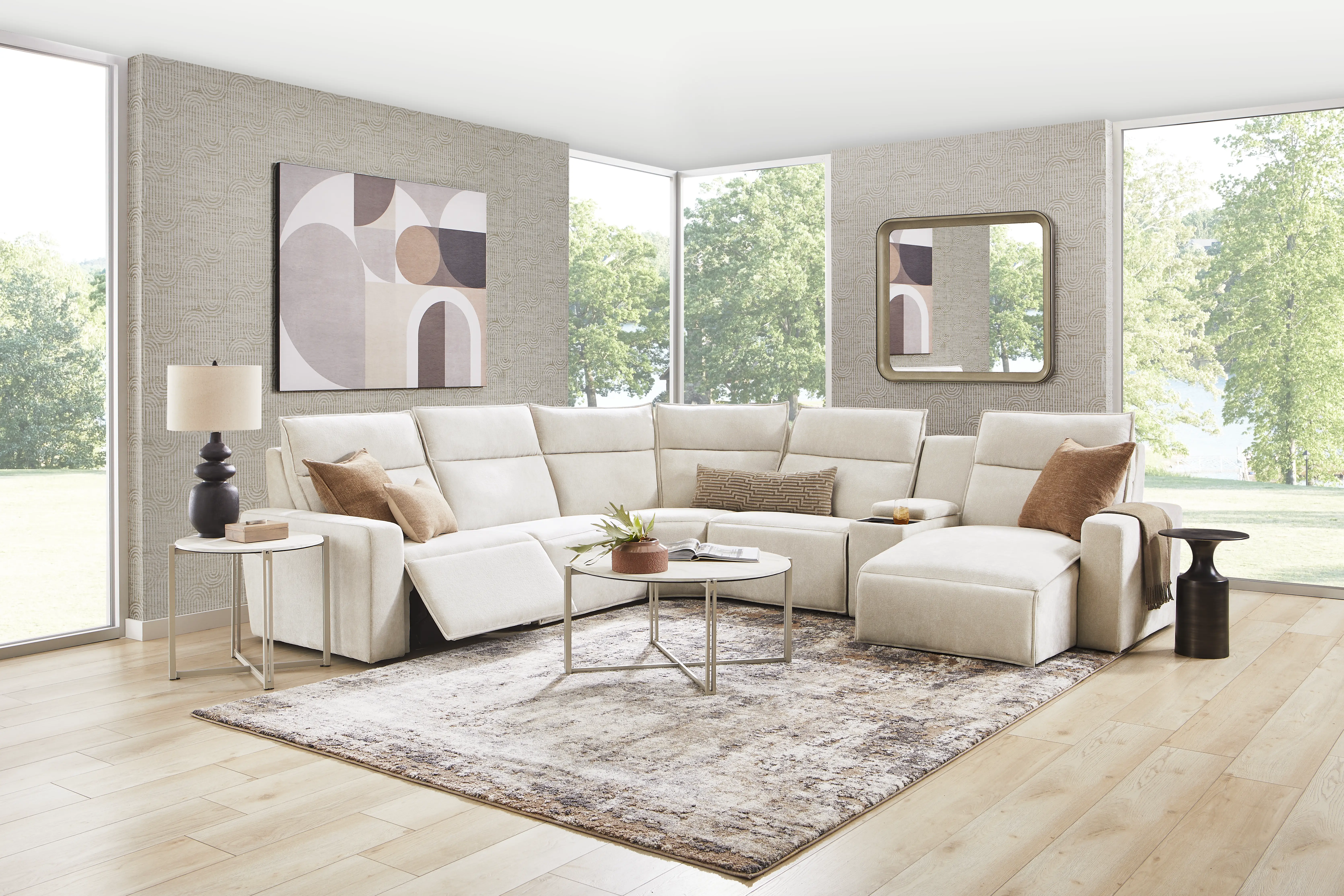 Silver 6 Pc Dual Power Reclining ModularTwo with Media Console - Thumbnail - Image 2