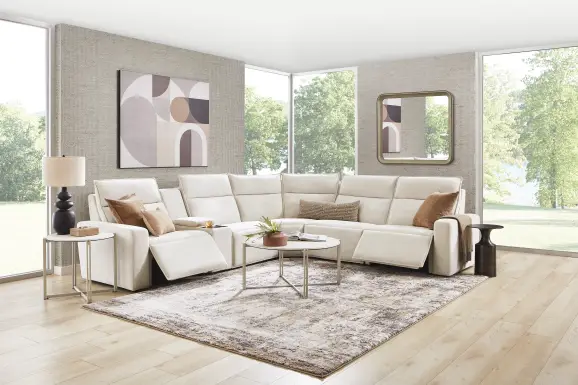 Silver 6 Pc Dual Power Reclining ModularTwo with Media Console