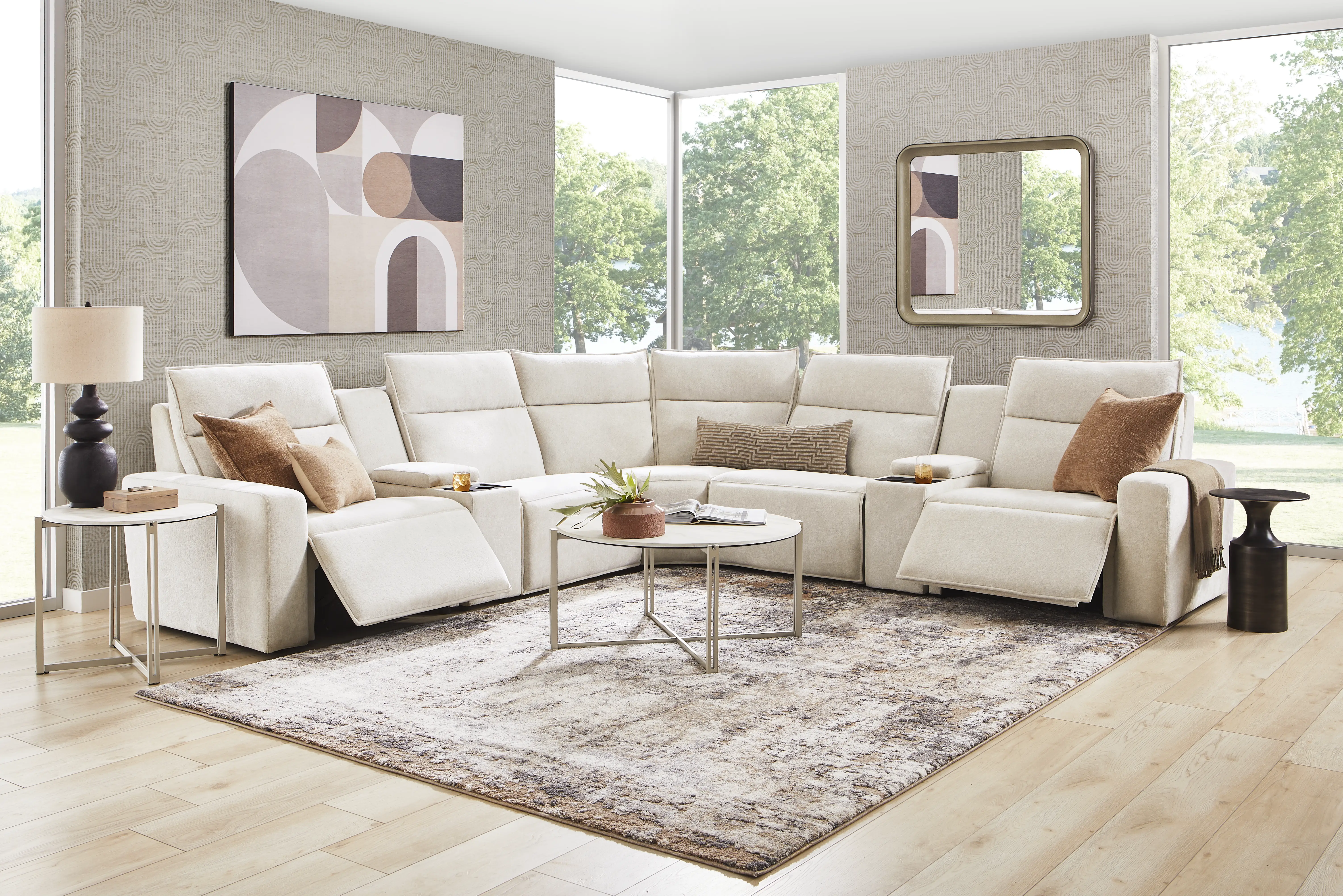 Silver 7 Pc Dual Power Reclining ModularTwo with Media Consoles - Thumbnail - Image 2