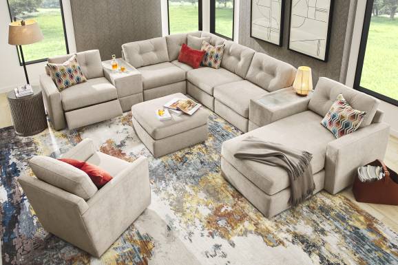 Beige 8 Pc Power Reclining ModularOne