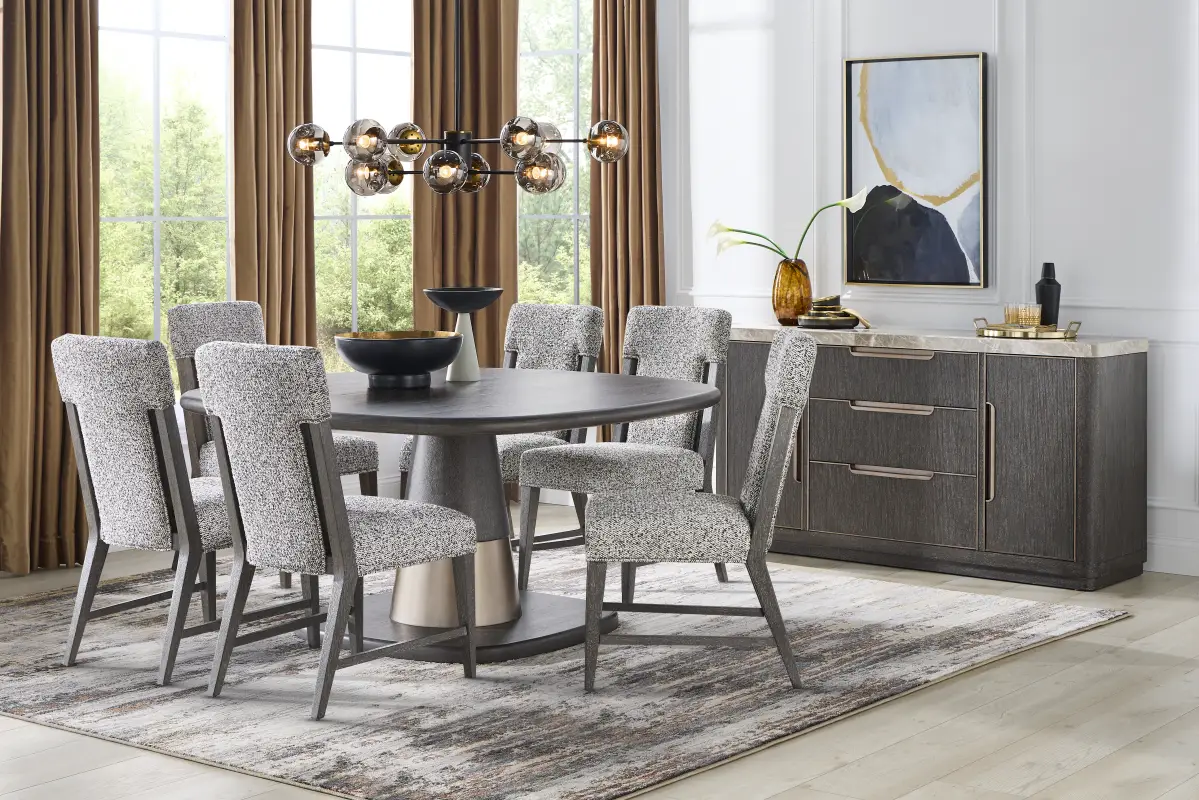 Preston Heights Gray 7 Pc Round Dining Room