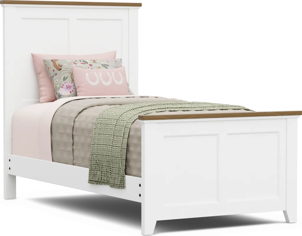 Kids Sugar Hollow White Twin Panel Bed