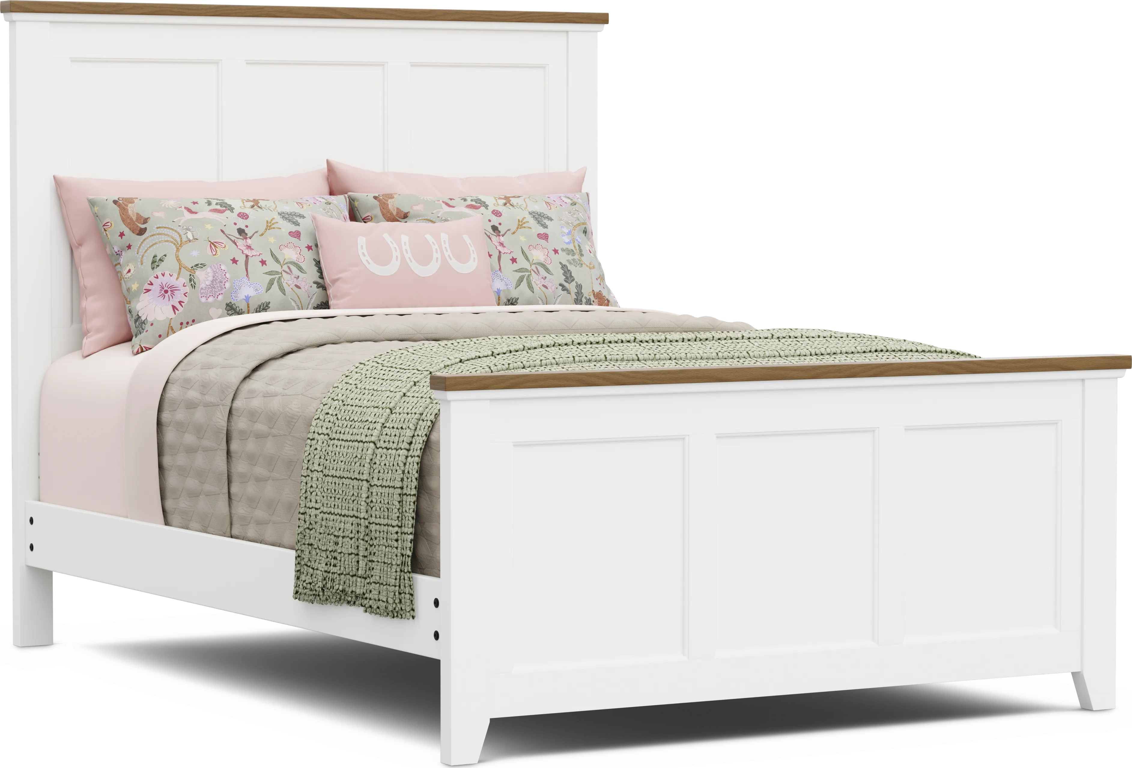 Kids Sugar Hollow White Full Panel Bed - Thumbnail - Image 1
