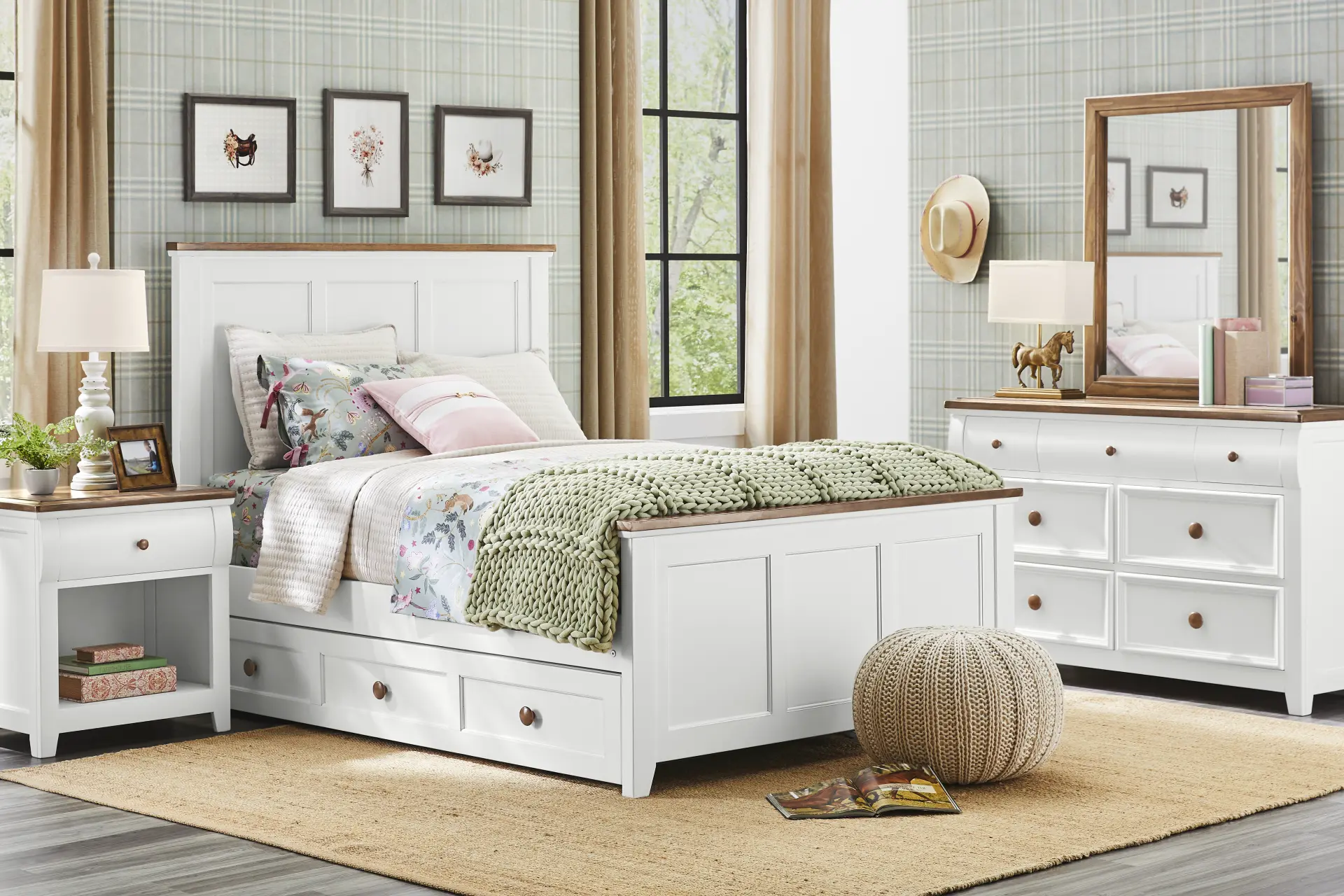 Kids Sugar Hollow White Twin Panel Bedroom