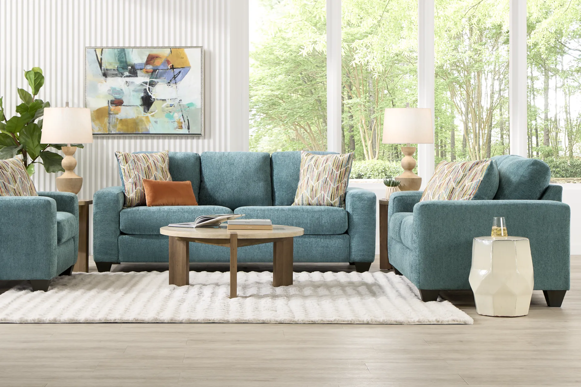 Mallard Trace Teal 8 Pc Living Room - Image 1