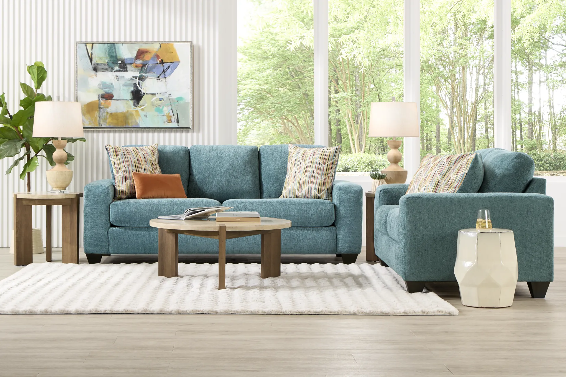 Mallard Trace Teal Sofa - Image 2