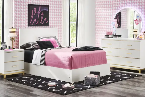 Kids Skye White Twin Panel Bedroom