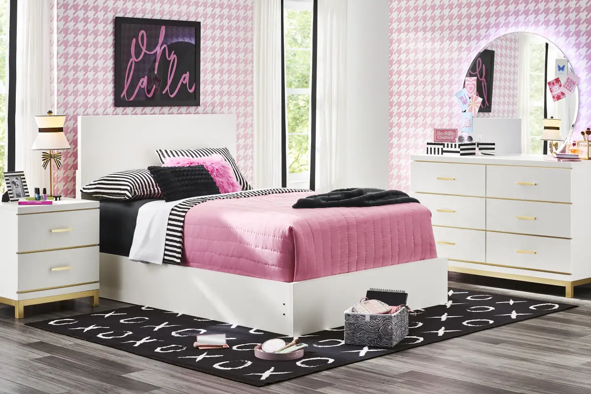 Kids Skye White Twin Panel Bedroom