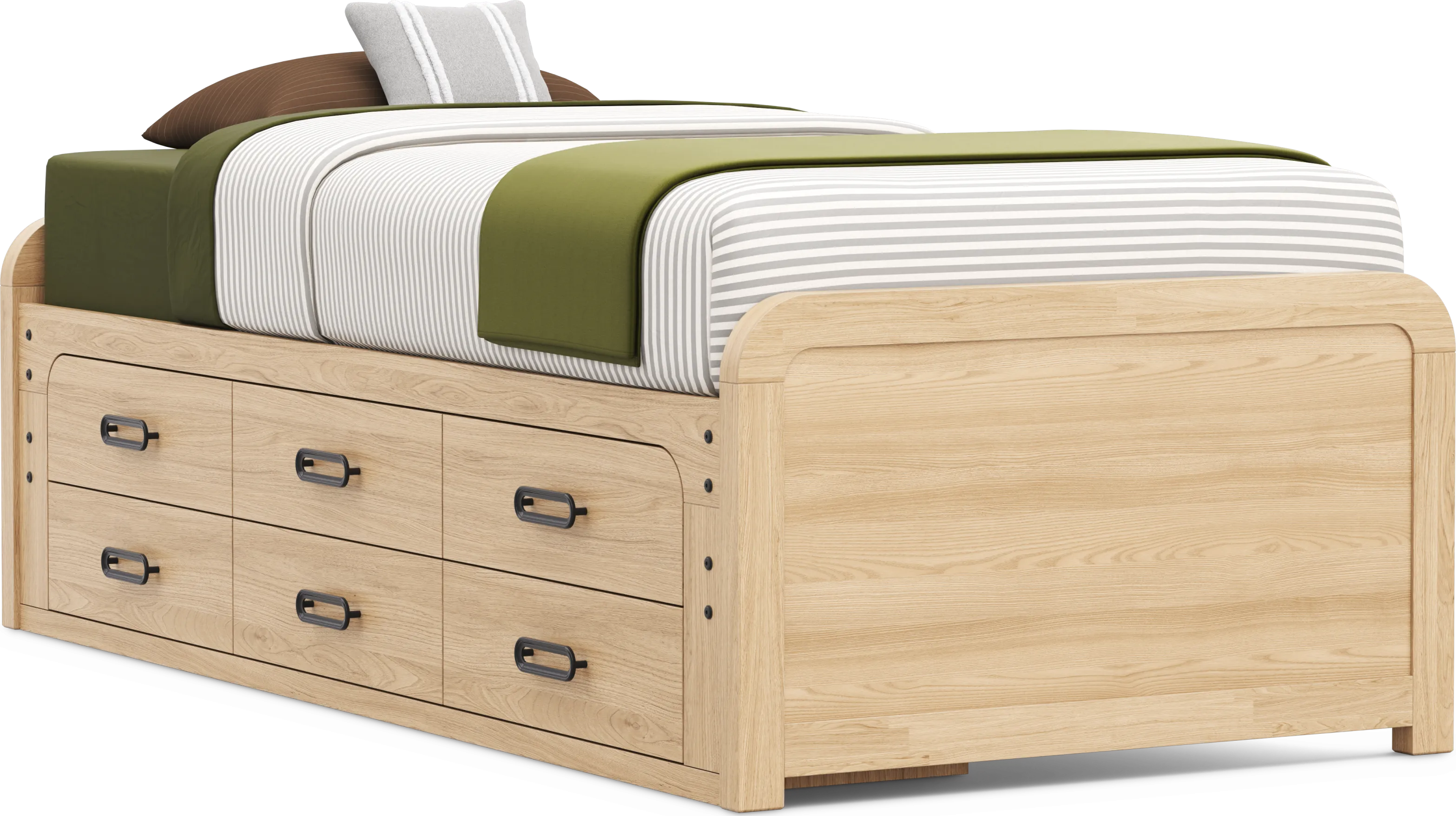 Kids Hidden Hills Light Oak Twin XL Low Profile Bed with Storage Side Rail - Thumbnail - Image 1