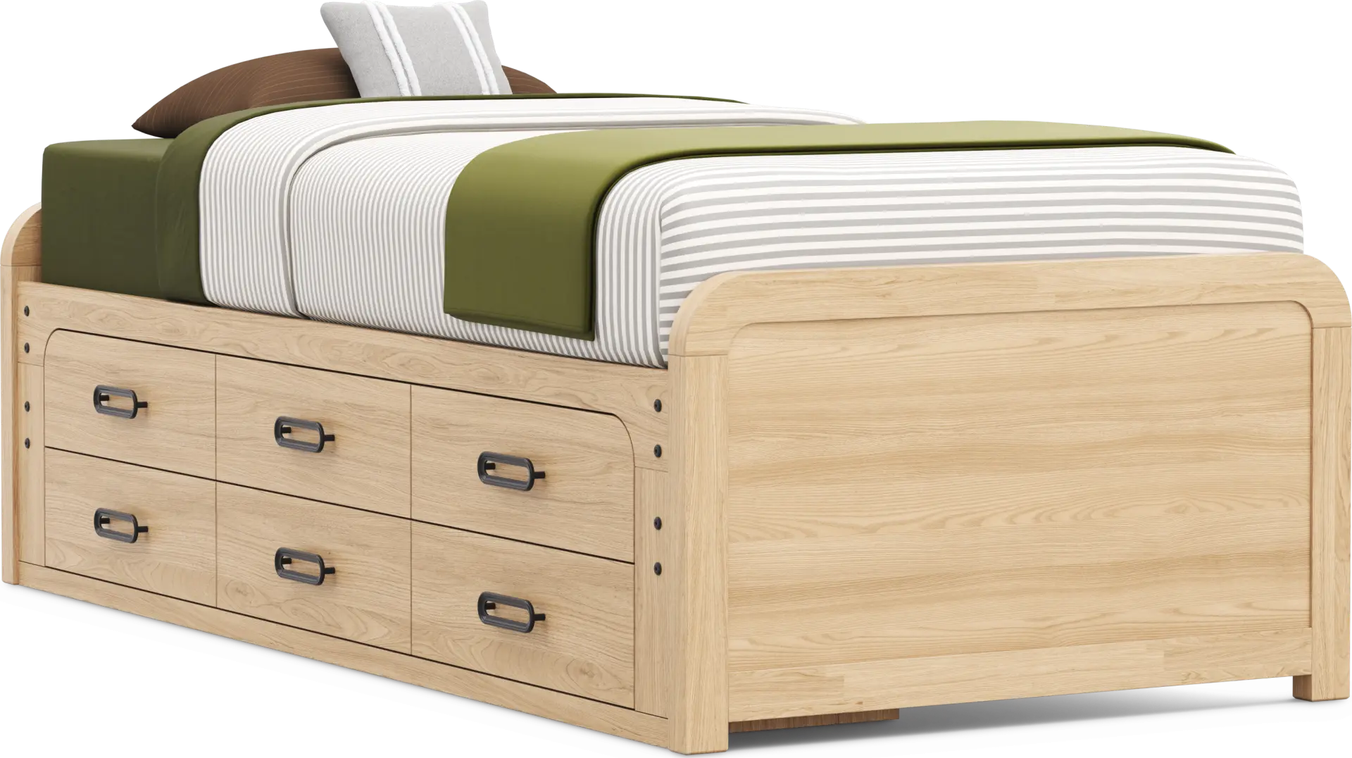 Kids Hidden Hills Light Oak Twin XL Low Profile Bed with Storage Side Rail