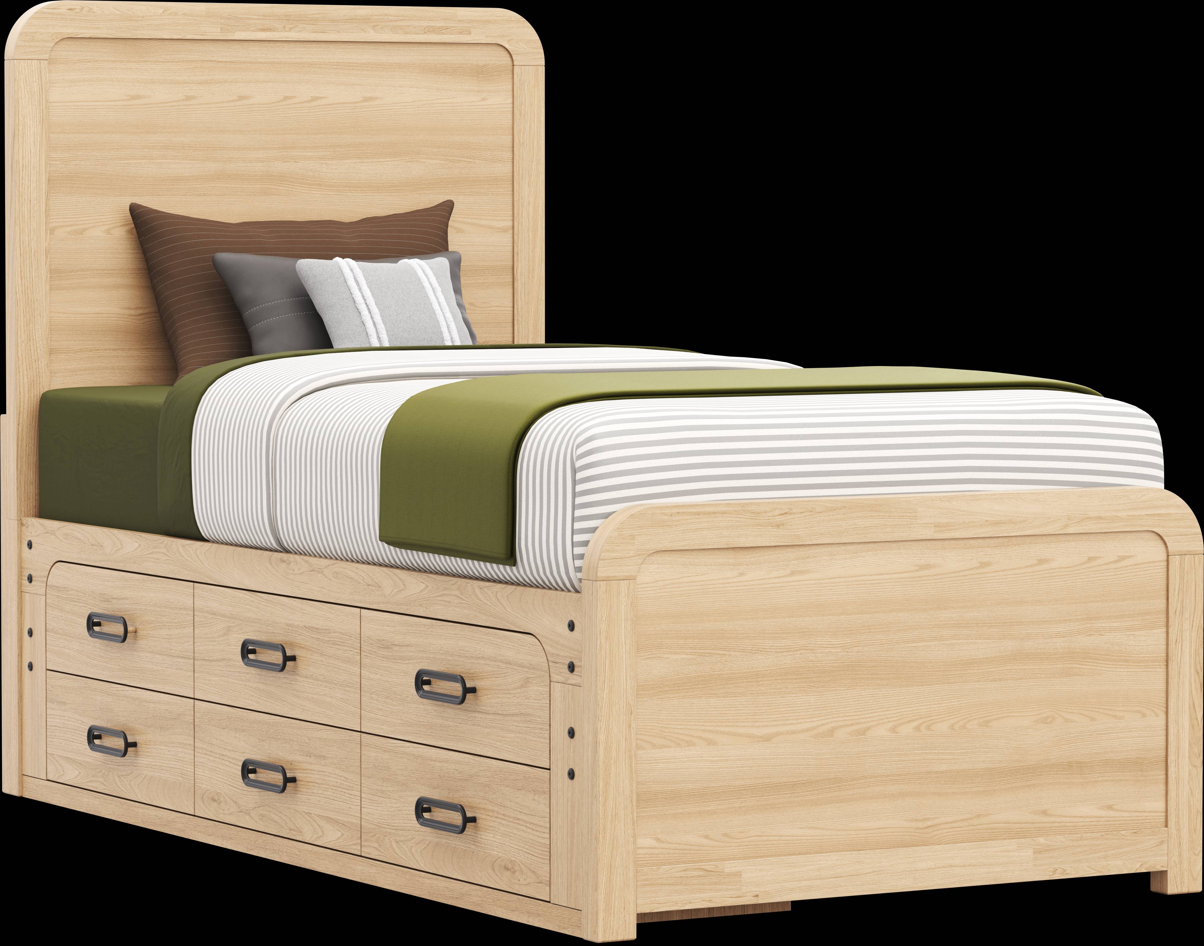 Kids Hidden Hills Light Oak Twin Panel Bed with Storage Side Rail - Thumbnail - Image 1