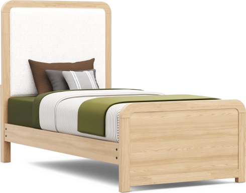 Kids Hidden Hills Light Oak Twin Upholstered Panel Bed