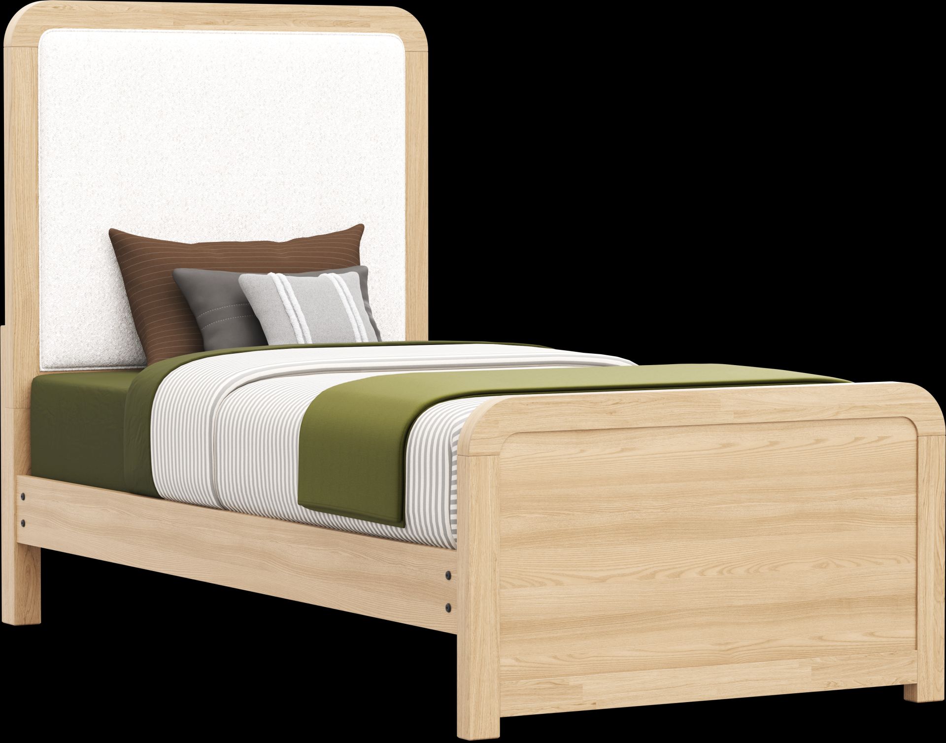 Kids Hidden Hills Light Oak Twin Upholstered Panel Bed - Image 1