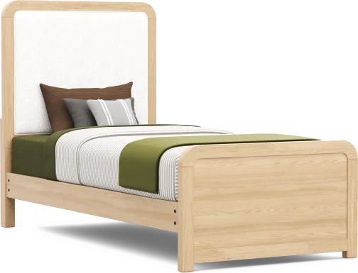 Kids Hidden Hills Light Oak Twin XL Upholstered Panel Bed