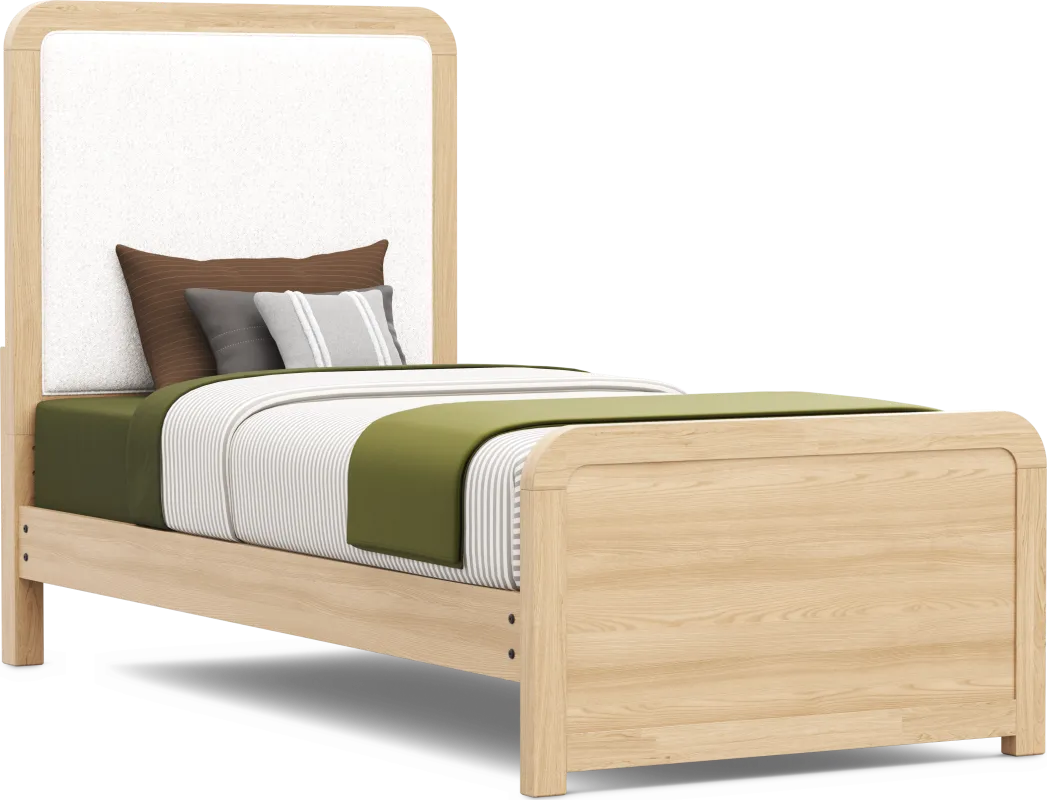 Kids Hidden Hills Light Oak Twin XL Upholstered Panel Bed