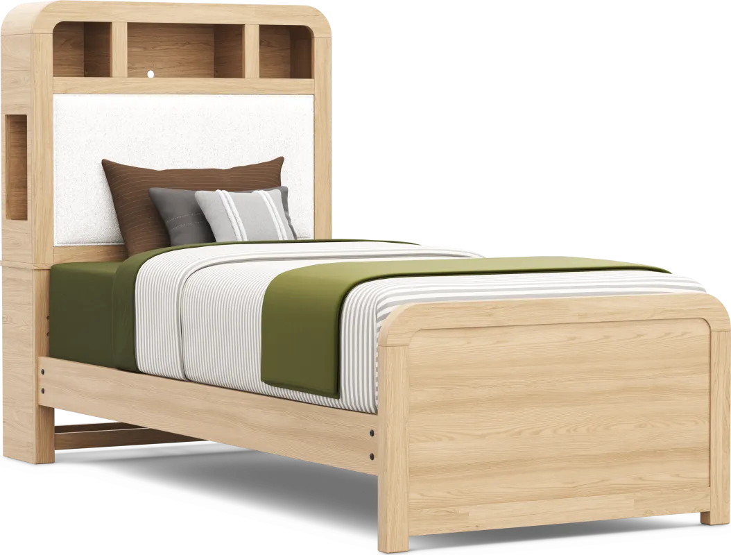 Kids Hidden Hills Light Oak Twin XL Bookcase Bed