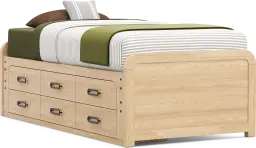 twin low profile bed w/storage rail