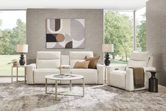 Silver 3 Pc Dual Power Reclining ModularTwo with Media Console