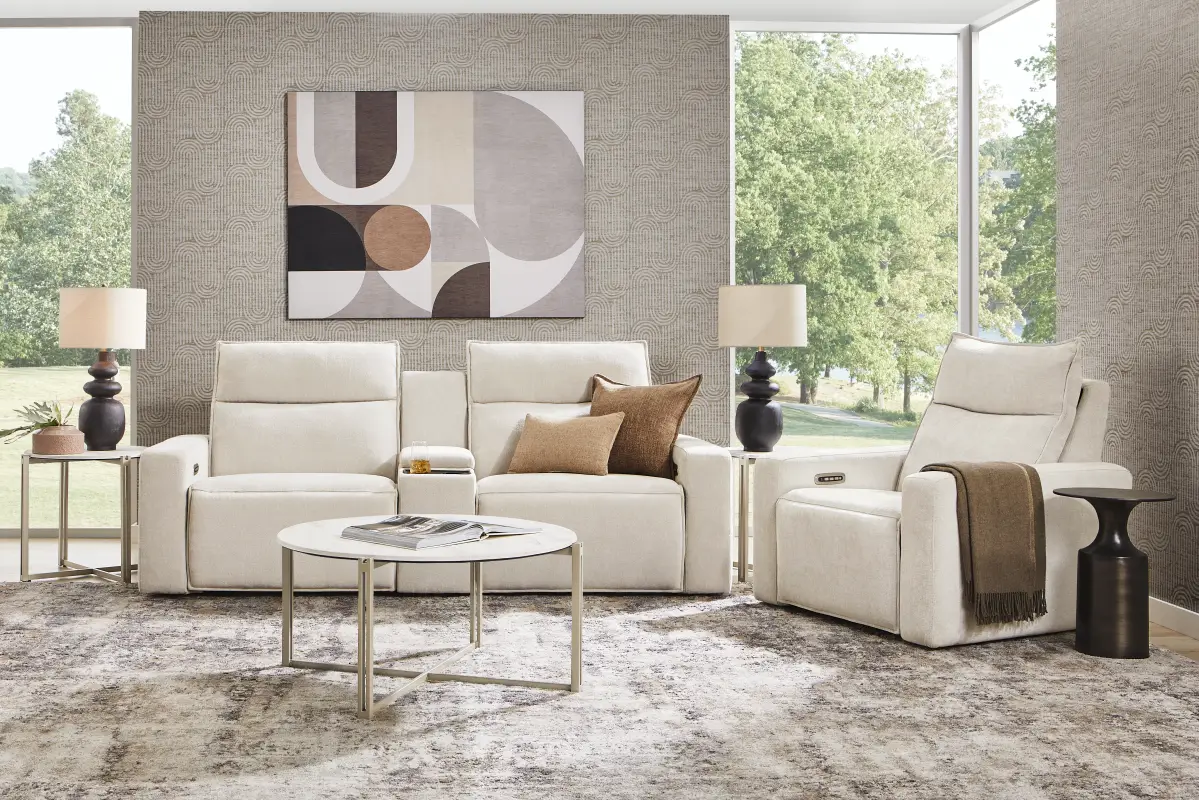 Silver 3 Pc Dual Power Reclining ModularTwo with Media Console
