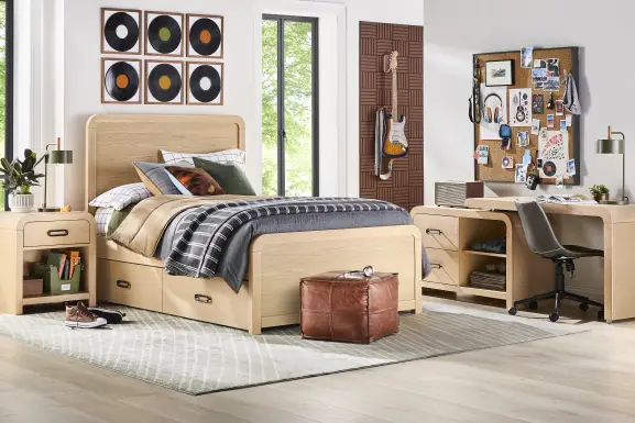 Kids Hidden Hills Light Oak Twin Panel Bedroom