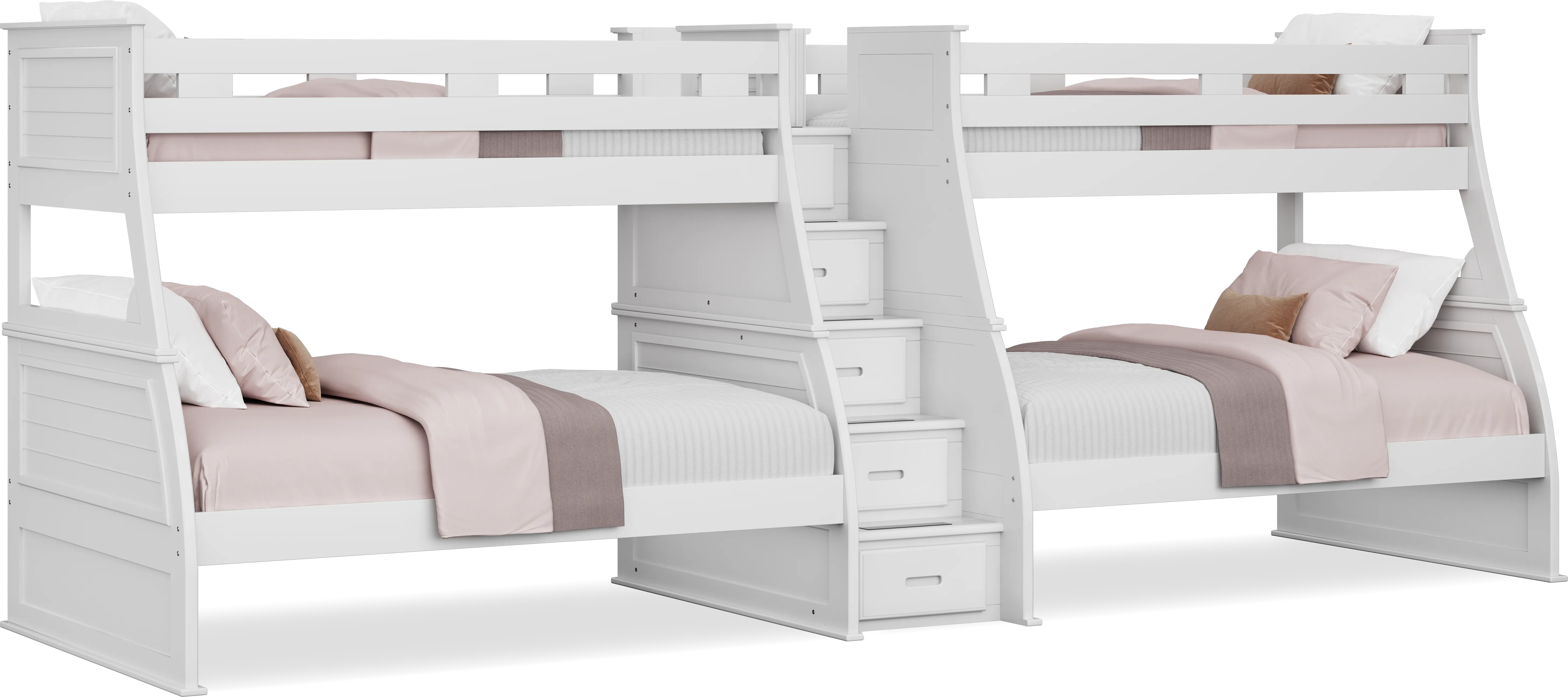 Kids Hilton Head White Twin/Full Double Step Bunk - Thumbnail - Image 1