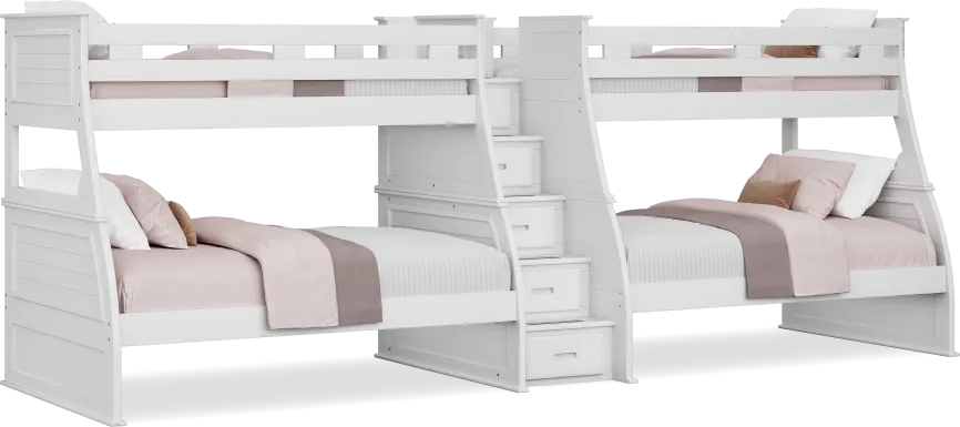 Kids Hilton Head White Twin/Full Double Step Bunk
