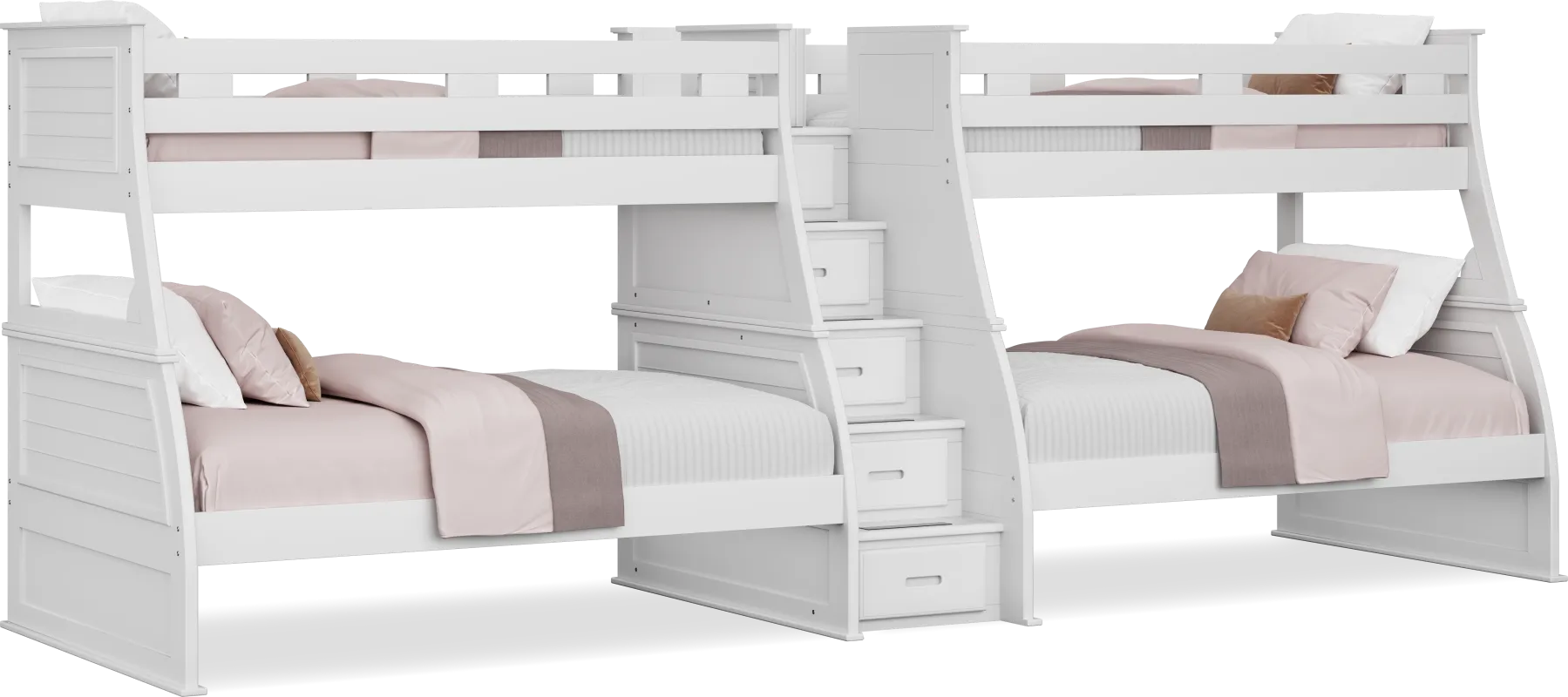 Kids Hilton Head White Twin/Full Double Step Bunk