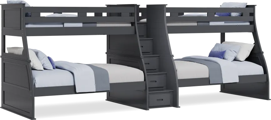 Kids Hilton Head Graphite Twin/Full Double Step Bunk