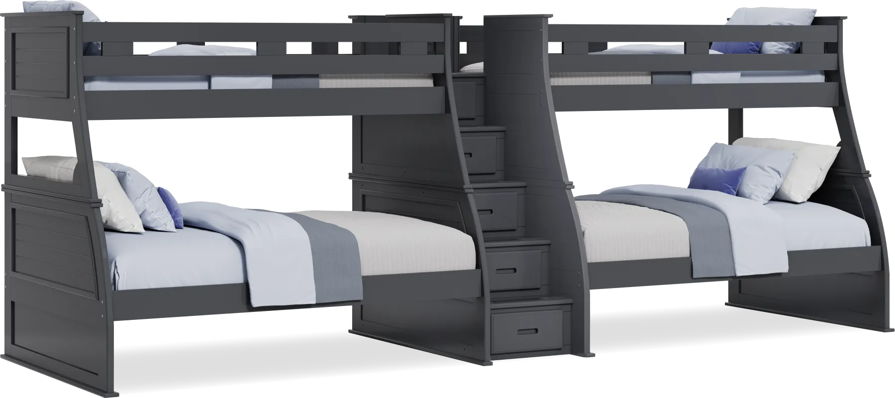 Kids Hilton Head Graphite Twin/Full Double Step Bunk