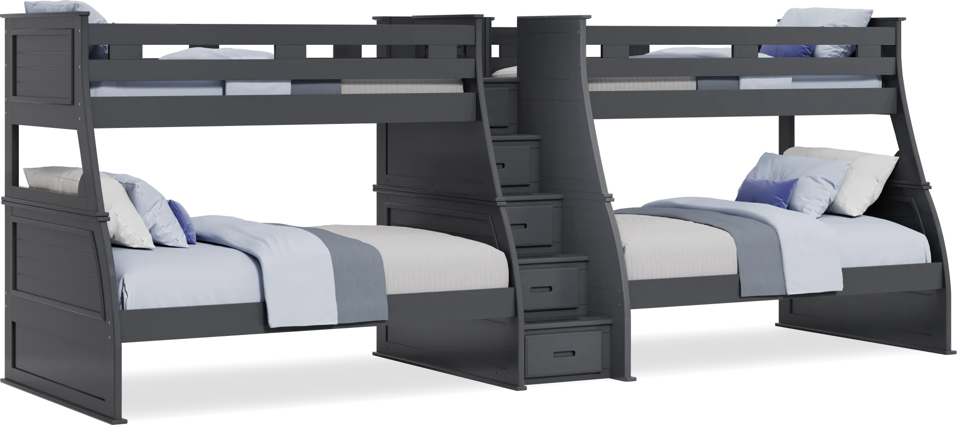 Kids Hilton Head Graphite Twin/Full Double Step Bunk - Image 1
